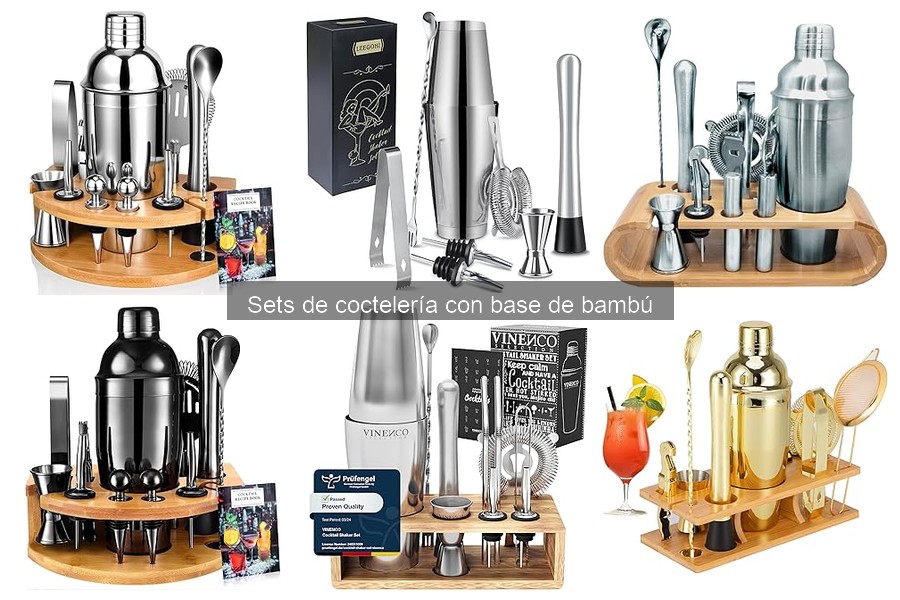 Accesorios Esenciales para Sets de Coctelería con Base de Bambú