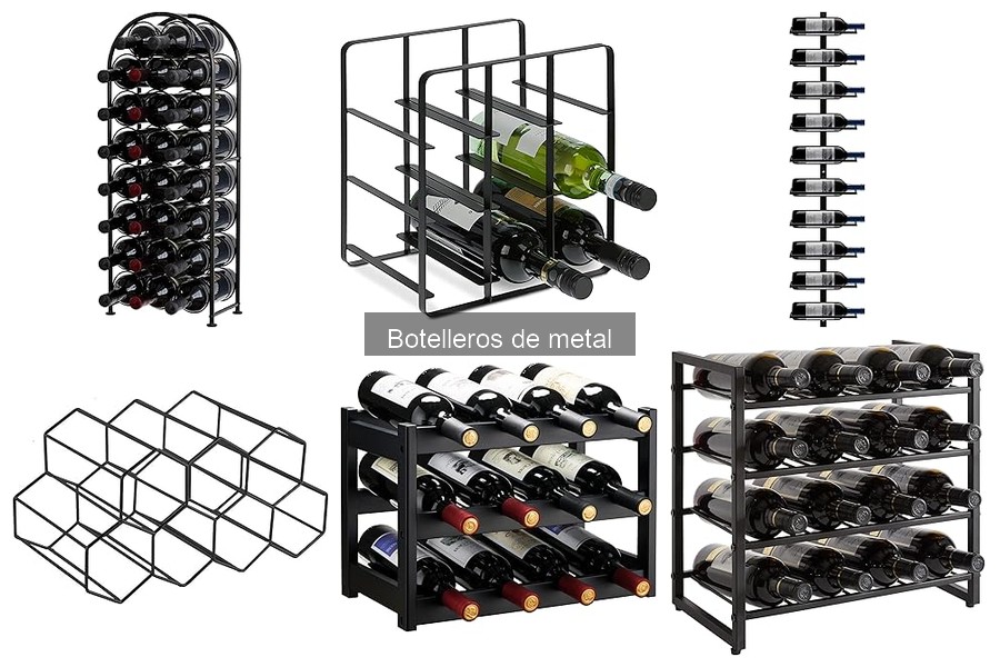 Botelleros de metal de diseño para un bar en casa elegante