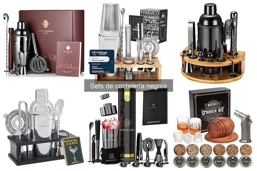 Comparativa de sets de coctelería negros y otros colores
