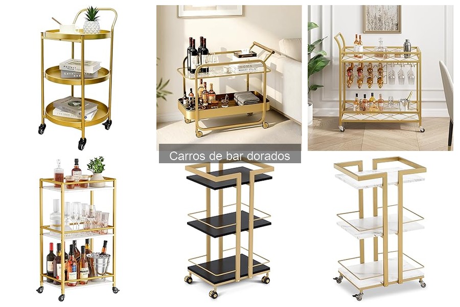 Ideas de decoración con carros de bar dorados para tu hogar