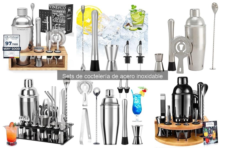 ¿Qué incluye un set de coctelería de acero inoxidable?