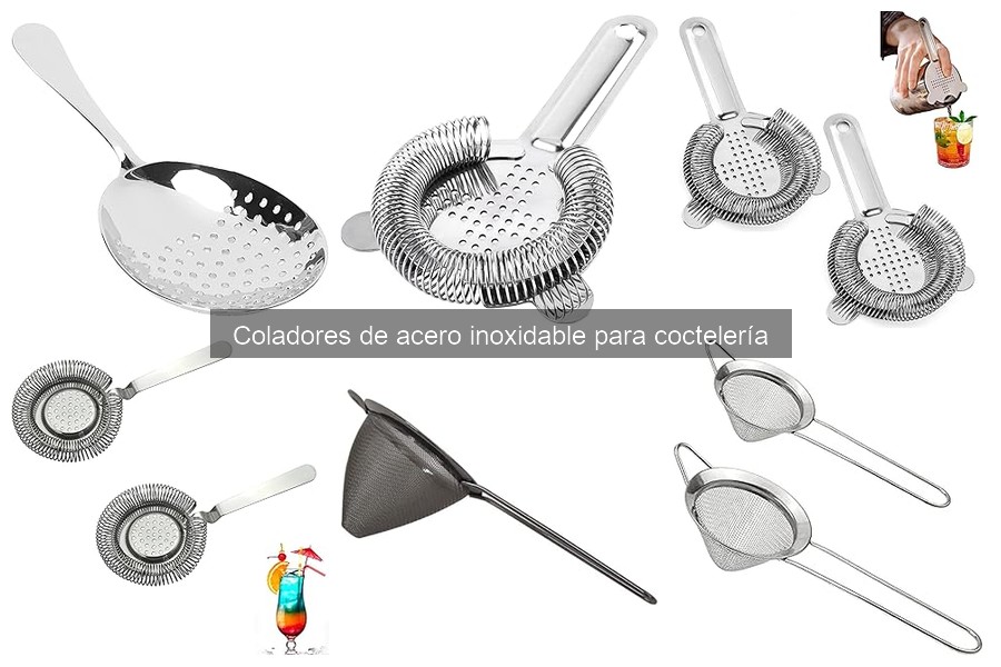 Tipos de coladores de acero inoxidable para coctelería