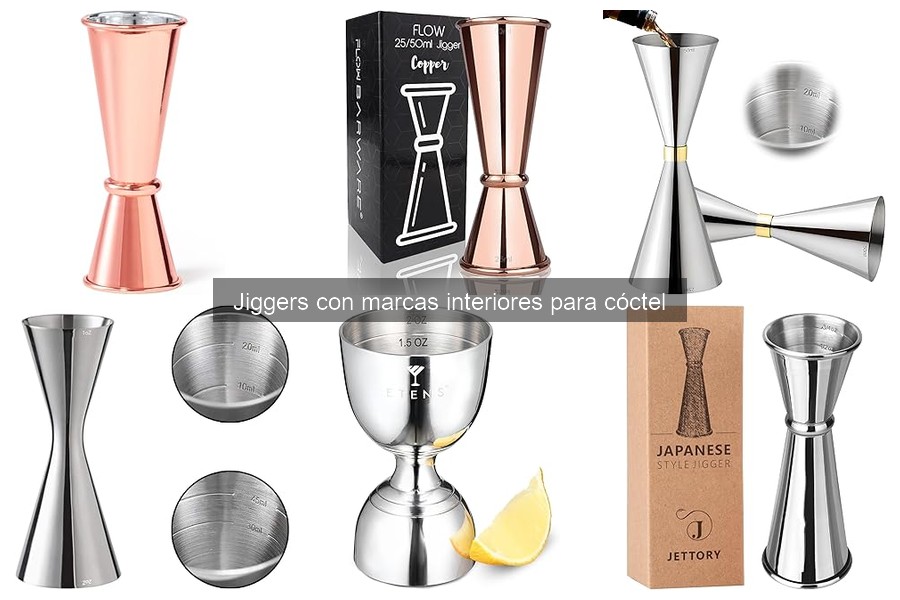 Tipos de jiggers con marcas interiores para cócteles