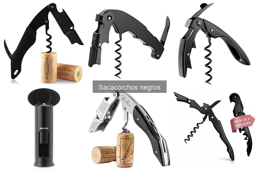 Tipos de sacacorchos negros: manuales, eléctricos y más
